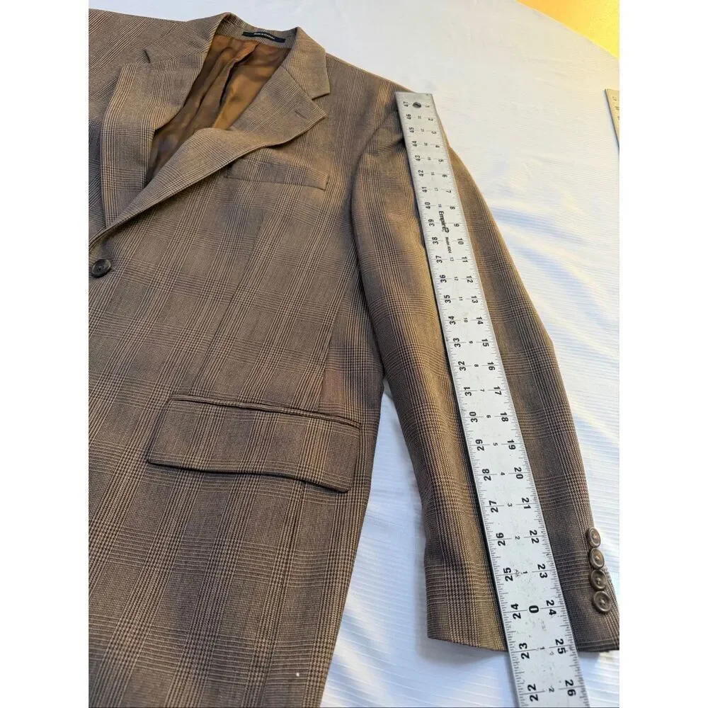 Polo University Club By Ralph Lauren Brown Plaid Gingham Blazer Size 43R